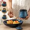 12oz Blue Ceramic Honey Jar with Lid and Wooden Dipper, Dishwasher Safe, Cute Party & Kitchen Decor